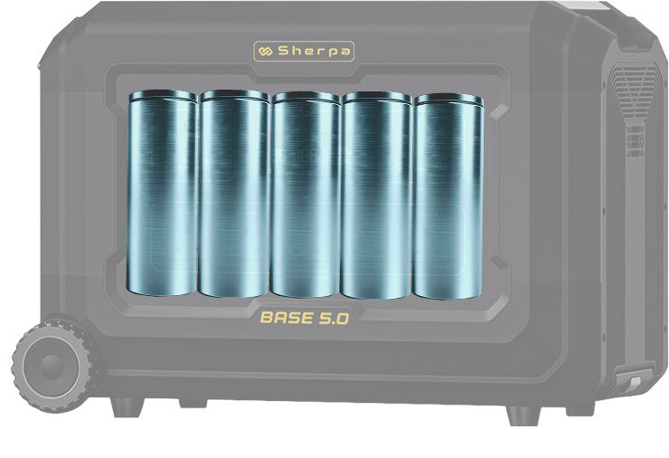 View into the power stations battery cells. Surrounding casing is 50% transparent with opaque battery cells in the centre