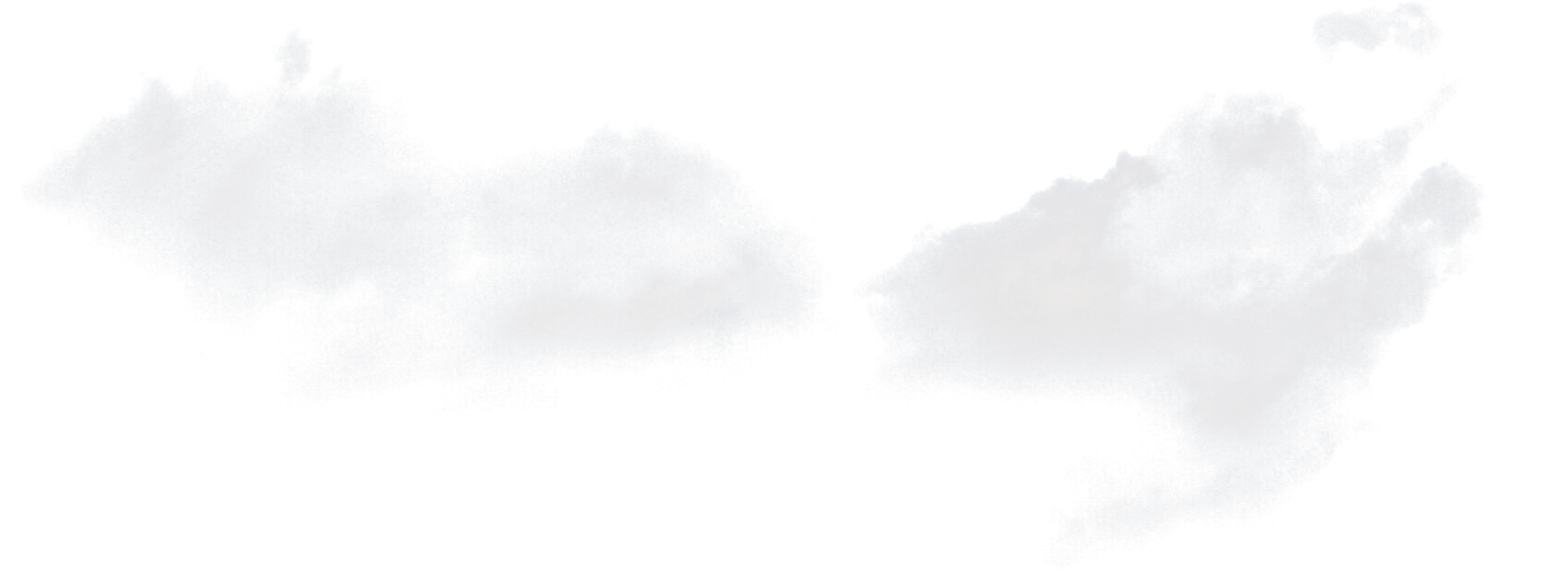 Two white cloud-like shapes on a black background