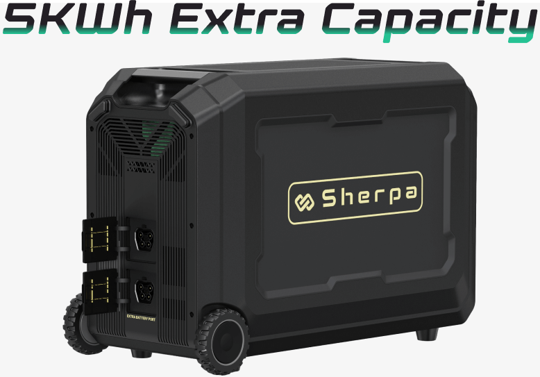 The expandable capacity ports shown on the side panel of the BASE 5000W