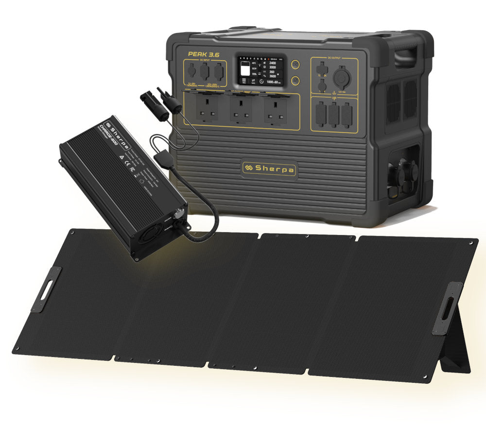 Portable power station with solar panel on a white background